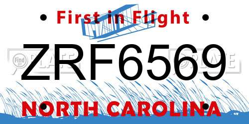 ZRF6569 North Carolina License Plate