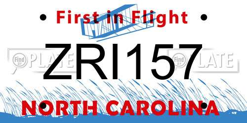 ZRI157 North Carolina License Plate
