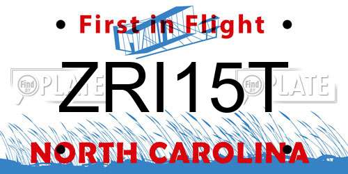 ZRI15T North Carolina License Plate