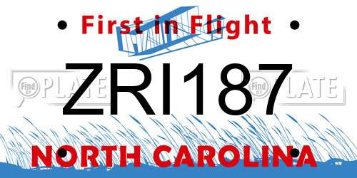 ZRI187 North Carolina License Plate
