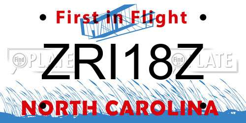 ZRI18Z North Carolina License Plate