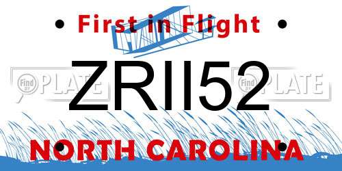 ZRII52 North Carolina License Plate