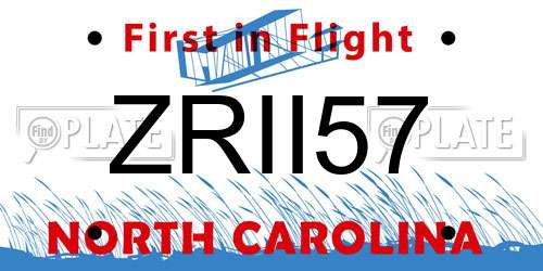 ZRII57 North Carolina License Plate