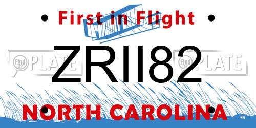 ZRII82 North Carolina License Plate