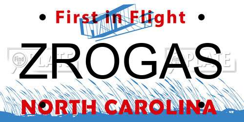 ZROGAS North Carolina License Plate