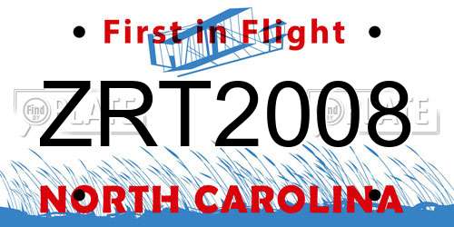 ZRT2008 North Carolina License Plate