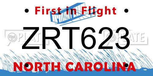 ZRT623 North Carolina License Plate