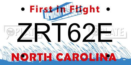 ZRT62E North Carolina License Plate