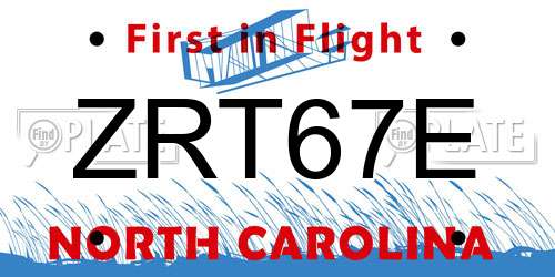ZRT67E North Carolina License Plate