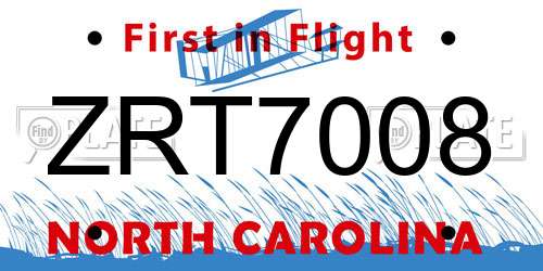 ZRT7008 North Carolina License Plate