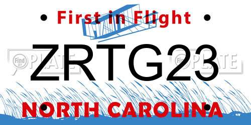 ZRTG23 North Carolina License Plate