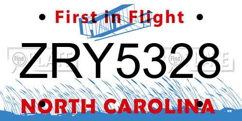 ZRY5328 North Carolina License Plate