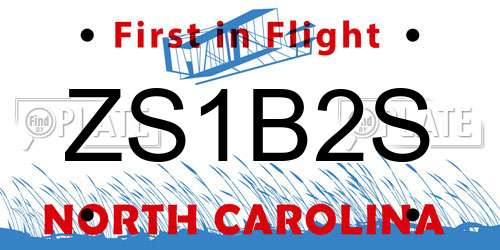 ZS1B2S North Carolina License Plate