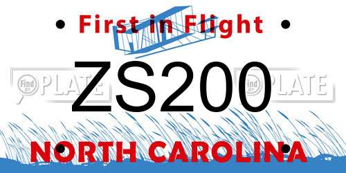 ZS200 North Carolina License Plate