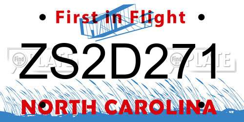 ZS2D271 North Carolina License Plate
