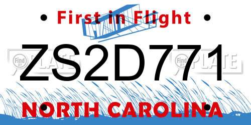 ZS2D771 North Carolina License Plate
