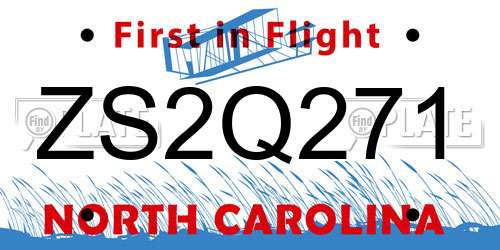 ZS2Q271 North Carolina License Plate