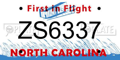 ZS6337 North Carolina License Plate