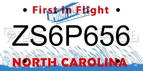 ZS6P656 North Carolina License Plate