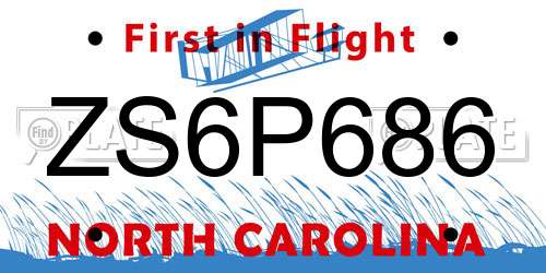 ZS6P686 North Carolina License Plate