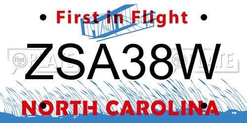 ZSA38W North Carolina License Plate