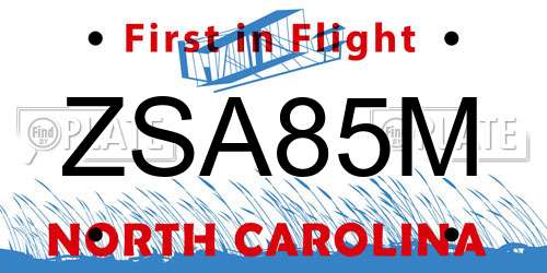 ZSA85M North Carolina License Plate