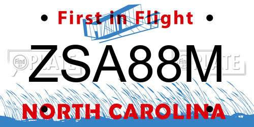 ZSA88M North Carolina License Plate