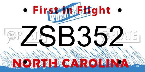 ZSB352 North Carolina License Plate