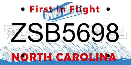 ZSB5698 North Carolina License Plate