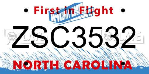 ZSC3532 North Carolina License Plate