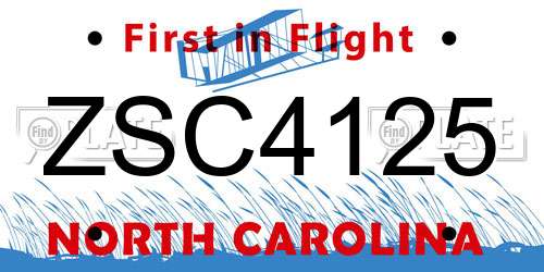 ZSC4125 North Carolina License Plate