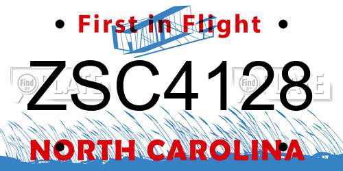 ZSC4128 North Carolina License Plate
