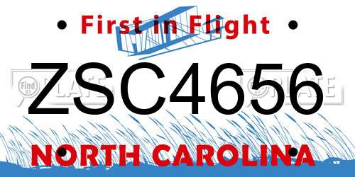 ZSC4656 North Carolina License Plate
