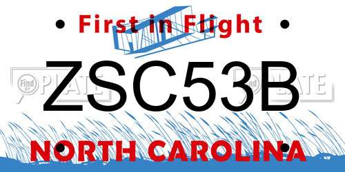 ZSC53B North Carolina License Plate