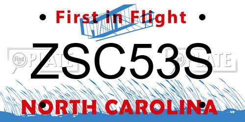 ZSC53S North Carolina License Plate