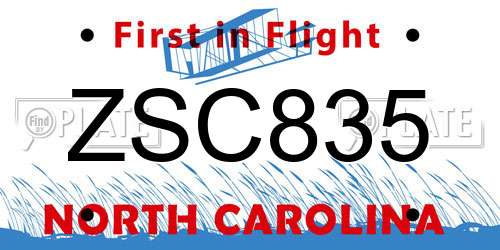 ZSC835 North Carolina License Plate