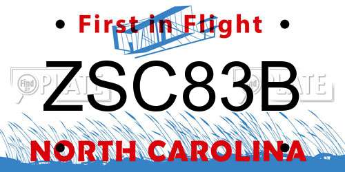 ZSC83B North Carolina License Plate