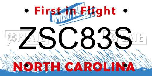 ZSC83S North Carolina License Plate