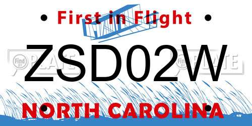 ZSD02W North Carolina License Plate