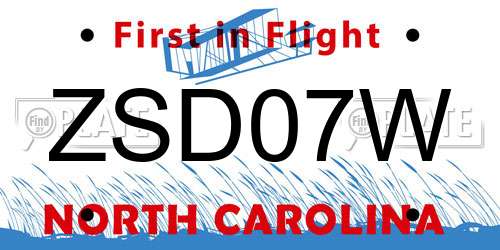 ZSD07W North Carolina License Plate