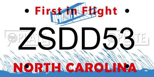 ZSDD53 North Carolina License Plate