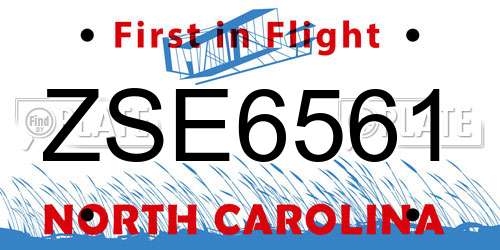 ZSE6561 North Carolina License Plate