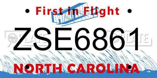 ZSE6861 North Carolina License Plate