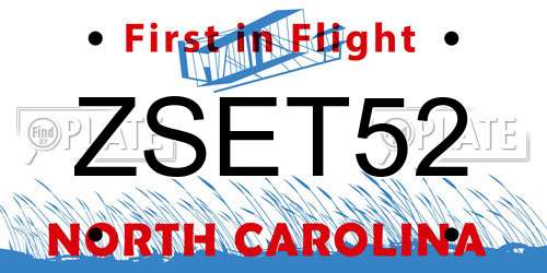 ZSET52 North Carolina License Plate