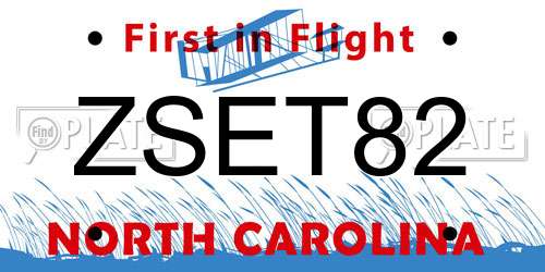 ZSET82 North Carolina License Plate