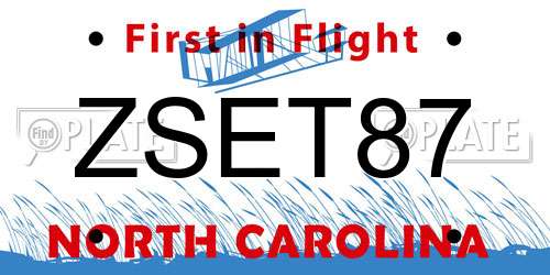 ZSET87 North Carolina License Plate