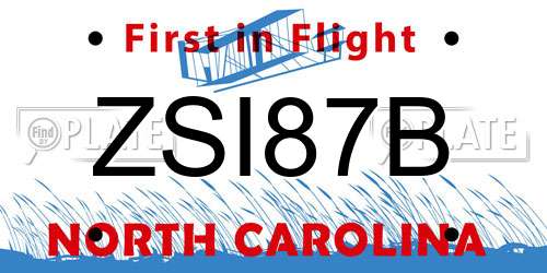 ZSI87B North Carolina License Plate