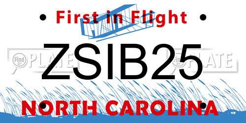 ZSIB25 North Carolina License Plate