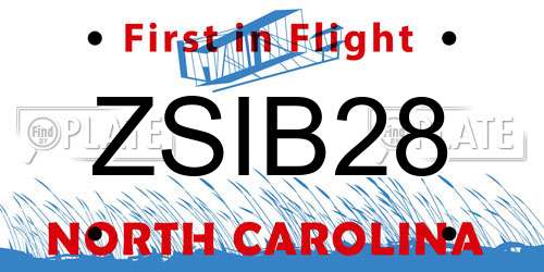 ZSIB28 North Carolina License Plate
