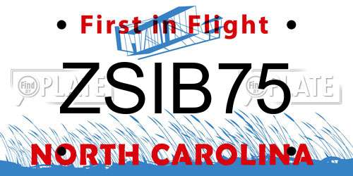 ZSIB75 North Carolina License Plate